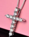 Crystal Cross Pendant Silver Chain Necklace - Fashionable Women's Jewelry Gift