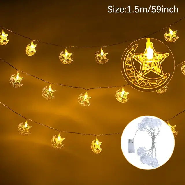 Eid Mubarak Moon Star Led String Light