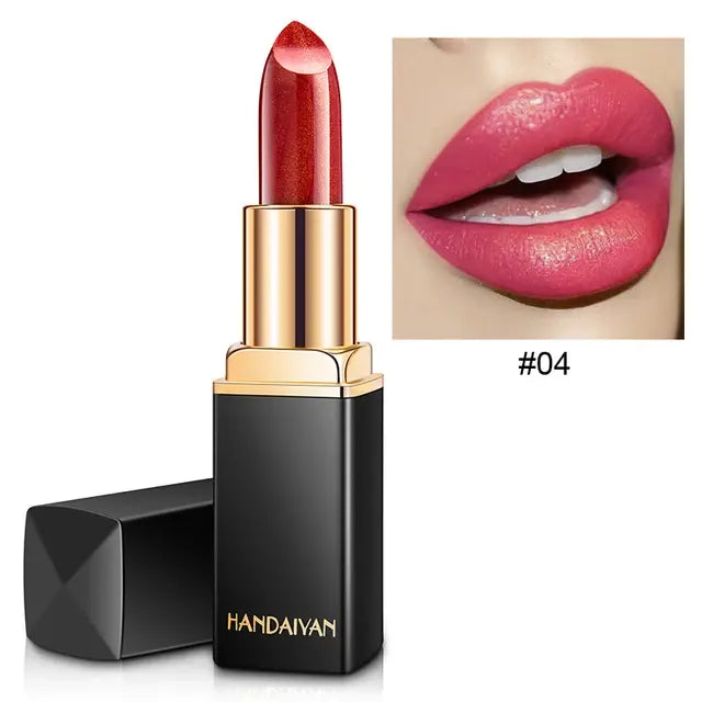 Shiny Gold Black Tube Lipstick Pearl Moisturizing Lipstick 9 Colors Available