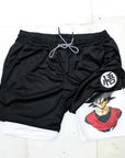 Anime Running Shorts Men Fitness Gym Training 2 in 1 Sports Shorts